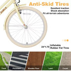 NAYSAYE Bicicleta urbana híbrida de 24 pulgadas para niñas, para jóvenes de 7 a 10+ años, con cesta de mimbre y portabultos trasero, bicicletas infantiles