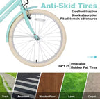 NAYSAYE Bicicleta urbana híbrida de 24 pulgadas para niñas, para jóvenes de 7 a 10+ años, con cesta de mimbre y portabultos trasero, bicicletas infantiles
