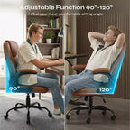 Silla ergonómica ejecutiva Pinmoco para ordenador con cojín de doble capa, silla gaming con ruedas y reposabrazos abatible, piel sintética