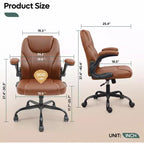 Silla ergonómica ejecutiva Pinmoco para ordenador con cojín de doble capa, silla gaming con ruedas y reposabrazos abatible, piel sintética