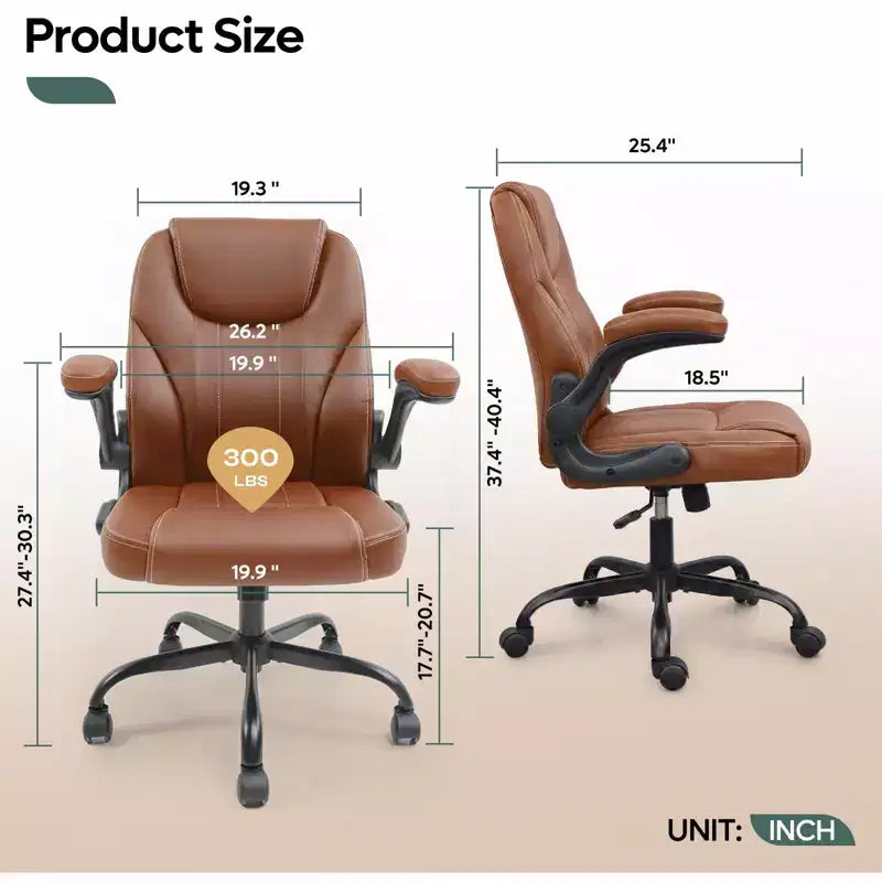Silla ergonómica ejecutiva Pinmoco para ordenador con cojín de doble capa, silla gaming con ruedas y reposabrazos abatible, piel sintética