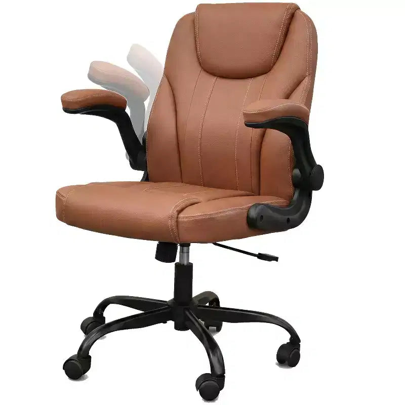 Silla ergonómica ejecutiva Pinmoco para ordenador con cojín de doble capa, silla gaming con ruedas y reposabrazos abatible, piel sintética