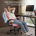 Silla ergonómica ejecutiva Pinmoco para ordenador con cojín de doble capa, silla gaming con ruedas y reposabrazos abatible, piel sintética