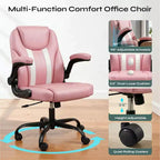 Silla ergonómica ejecutiva Pinmoco para ordenador con cojín de doble capa, silla gaming con ruedas y reposabrazos abatible, piel sintética