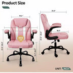 Silla ergonómica ejecutiva Pinmoco para ordenador con cojín de doble capa, silla gaming con ruedas y reposabrazos abatible, piel sintética