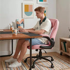 Silla ergonómica ejecutiva Pinmoco para ordenador con cojín de doble capa, silla gaming con ruedas y reposabrazos abatible, piel sintética