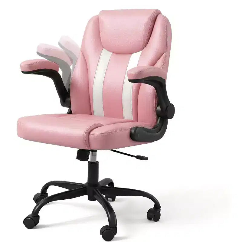 Silla ergonómica ejecutiva Pinmoco para ordenador con cojín de doble capa, silla gaming con ruedas y reposabrazos abatible, piel sintética
