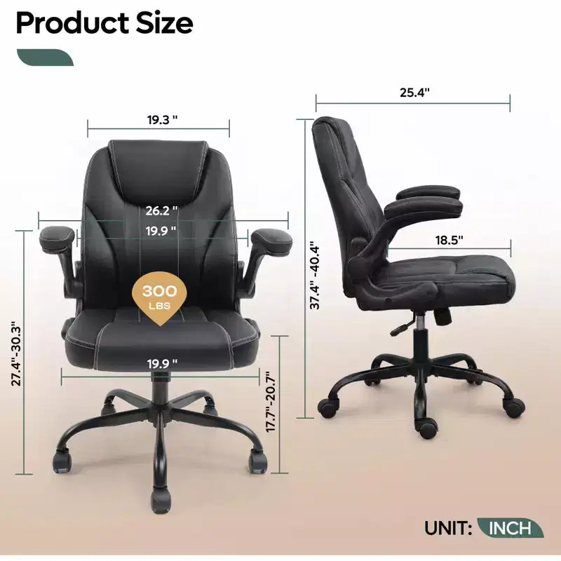 Silla ergonómica ejecutiva Pinmoco para ordenador con cojín de doble capa, silla gaming con ruedas y reposabrazos abatible, piel sintética