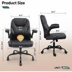 Silla ergonómica ejecutiva Pinmoco para ordenador con cojín de doble capa, silla gaming con ruedas y reposabrazos abatible, piel sintética