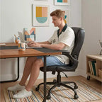 Silla ergonómica ejecutiva Pinmoco para ordenador con cojín de doble capa, silla gaming con ruedas y reposabrazos abatible, piel sintética