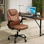 Silla ergonómica ejecutiva Pinmoco para ordenador con cojín de doble capa, silla gaming con ruedas y reposabrazos abatible, piel sintética