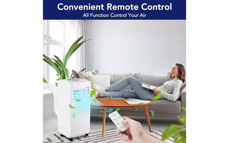Aire Acondicionado Portátil GustoWave de 10,000 BTU - 3 en 1 Refrigeración, Deshumidificador y Ventilador - Enfría hasta 42 m², Ultra Silencioso, Eficiencia Energética, Control Remoto