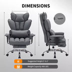 Sillón de oficina grande y alto con reposapiés, silla ejecutiva de escritorio con respaldo alto, reclinación de 155°, cojín de apoyo lumbar, sillas de juego de piel sintética para el hogar