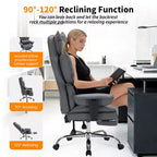 Sillón de oficina grande y alto con reposapiés, silla ejecutiva de escritorio con respaldo alto, reclinación de 155°, cojín de apoyo lumbar, sillas de juego de piel sintética para el hogar