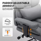 Sillón de oficina grande y alto con reposapiés, silla ejecutiva de escritorio con respaldo alto, reclinación de 155°, cojín de apoyo lumbar, sillas de juego de piel sintética para el hogar