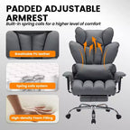 Sillón de oficina grande y alto con reposapiés, silla ejecutiva de escritorio con respaldo alto, reclinación de 155°, cojín de apoyo lumbar, sillas de juego de piel sintética para el hogar