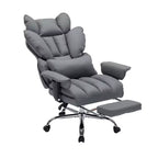 Sillón de oficina grande y alto con reposapiés, silla ejecutiva de escritorio con respaldo alto, reclinación de 155°, cojín de apoyo lumbar, sillas de juego de piel sintética para el hogar