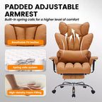 Sillón de oficina grande y alto con reposapiés, silla ejecutiva de escritorio con respaldo alto, reclinación de 155°, cojín de apoyo lumbar, sillas de juego de piel sintética para el hogar