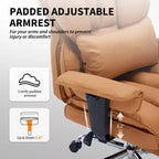 Sillón de oficina grande y alto con reposapiés, silla ejecutiva de escritorio con respaldo alto, reclinación de 155°, cojín de apoyo lumbar, sillas de juego de piel sintética para el hogar