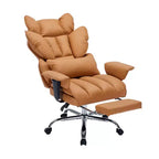 Sillón de oficina grande y alto con reposapiés, silla ejecutiva de escritorio con respaldo alto, reclinación de 155°, cojín de apoyo lumbar, sillas de juego de piel sintética para el hogar
