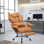 Sillón de oficina grande y alto con reposapiés, silla ejecutiva de escritorio con respaldo alto, reclinación de 155°, cojín de apoyo lumbar, sillas de juego de piel sintética para el hogar