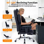 Sillón de oficina grande y alto con reposapiés, silla ejecutiva de escritorio con respaldo alto, reclinación de 155°, cojín de apoyo lumbar, sillas de juego de piel sintética para el hogar