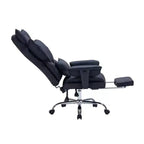 Sillón de oficina grande y alto con reposapiés, silla ejecutiva de escritorio con respaldo alto, reclinación de 155°, cojín de apoyo lumbar, sillas de juego de piel sintética para el hogar