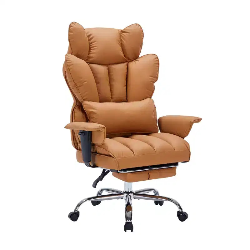 Sillón de oficina grande y alto con reposapiés, silla ejecutiva de escritorio con respaldo alto, reclinación de 155°, cojín de apoyo lumbar, sillas de juego de piel sintética para el hogar