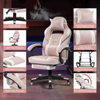 Silla de oficina Coolmee para personas grandes y altas, silla de juego de cuero con respaldo alto y reposapiés, silla de computadora ergonómica con soporte lumbar y reposacabezas