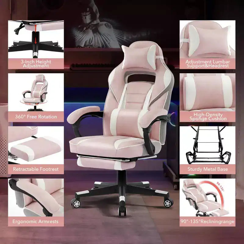 Silla de oficina Coolmee para personas grandes y altas, silla de juego de cuero con respaldo alto y reposapiés, silla de computadora ergonómica con soporte lumbar y reposacabezas