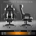 Silla de oficina Coolmee para personas grandes y altas, silla de juego de cuero con respaldo alto y reposapiés, silla de computadora ergonómica con soporte lumbar y reposacabezas