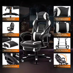 Silla de oficina Coolmee para personas grandes y altas, silla de juego de cuero con respaldo alto y reposapiés, silla de computadora ergonómica con soporte lumbar y reposacabezas