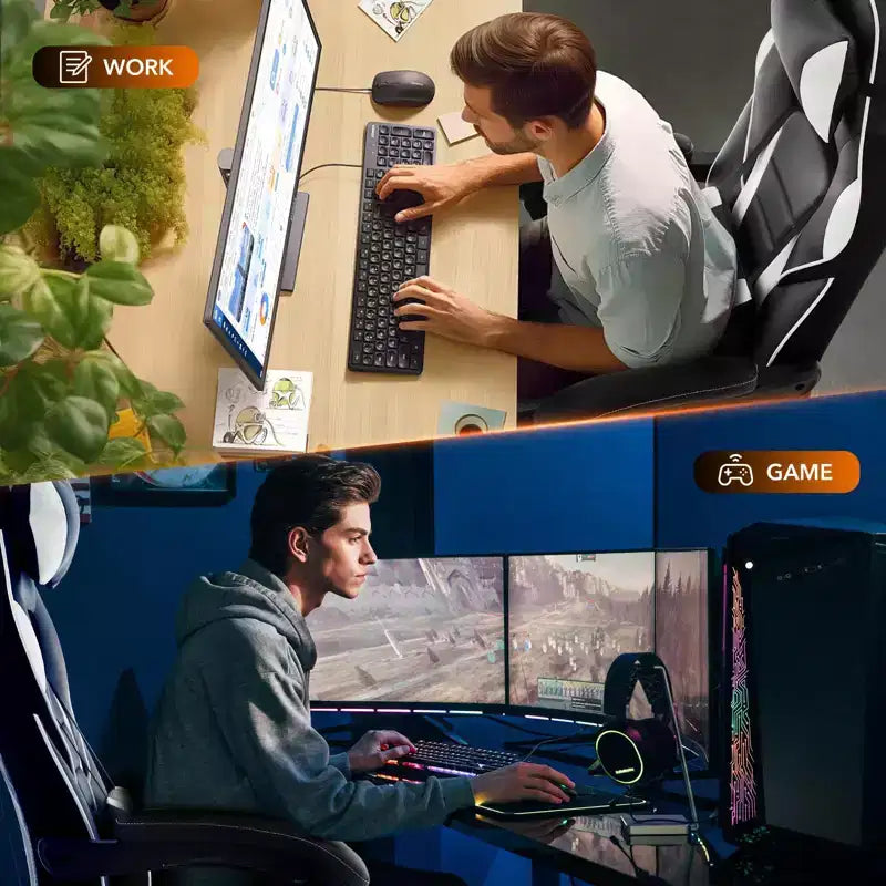 Silla de oficina Coolmee para personas grandes y altas, silla de juego de cuero con respaldo alto y reposapiés, silla de computadora ergonómica con soporte lumbar y reposacabezas
