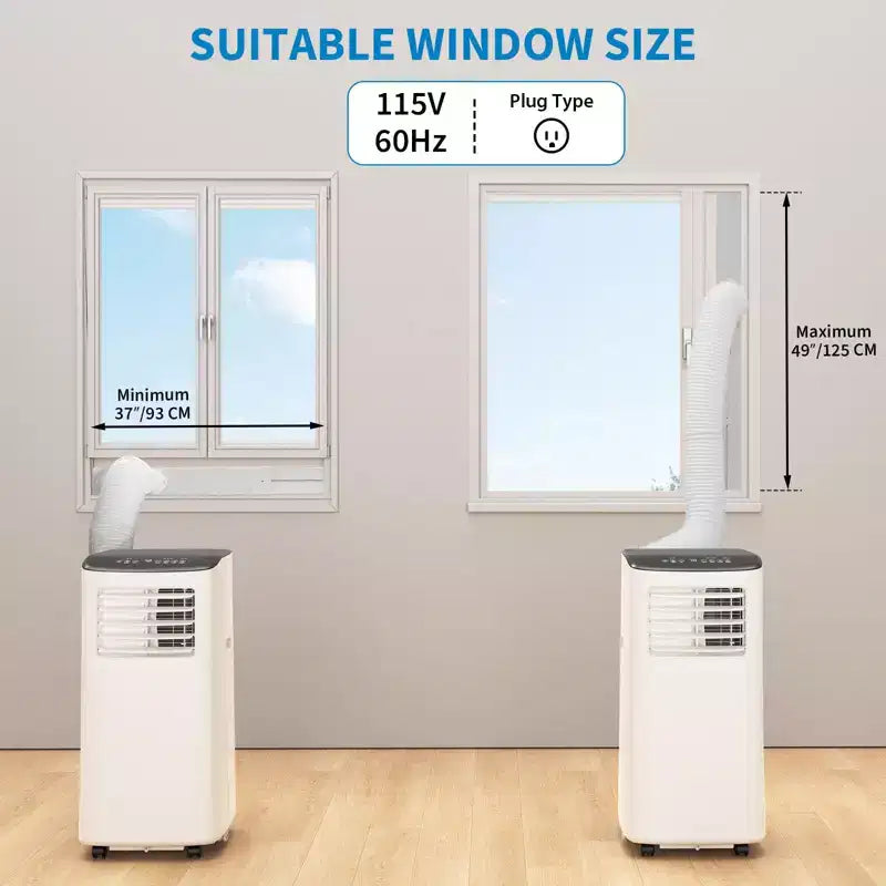 Acondicionador de aire portátil de 8000 BTU para habitaciones de hasta 350 pies cuadrados, unidad de aire acondicionado 3 en 1 con ventilador, deshumidificador, control remoto y modo de suspensión