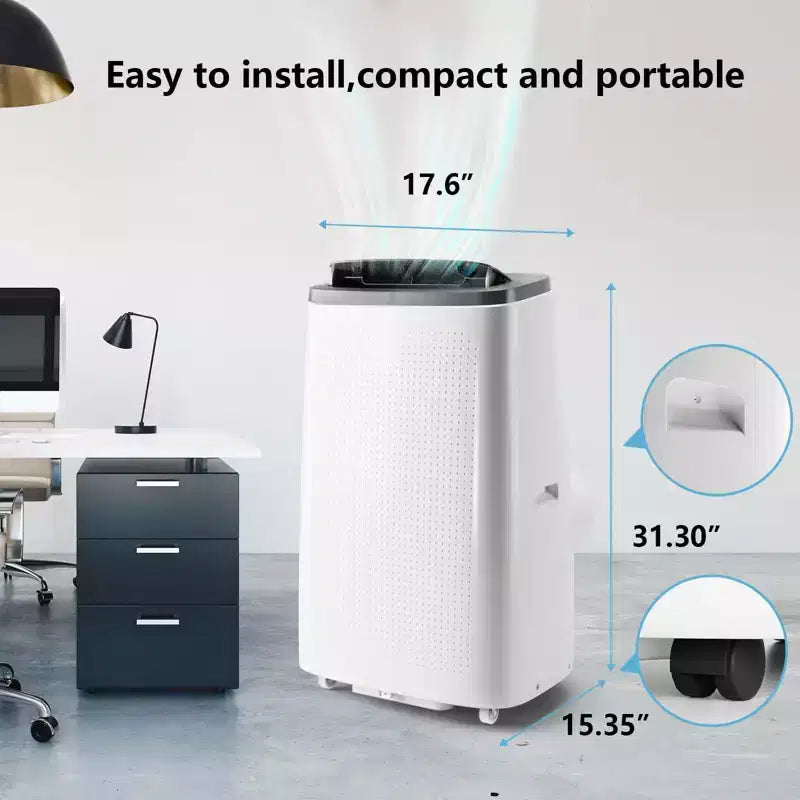 Aire acondicionado portátil de 14000 BTU - Enfriamiento, deshumidificador y ventilador para 65 m² con control remoto y oscilación automática, un año de garantía