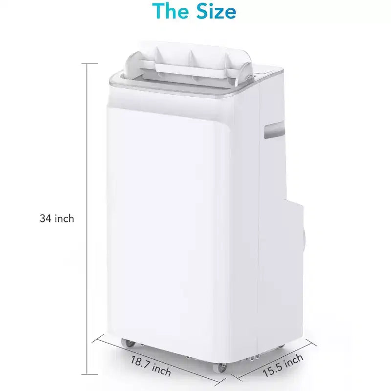 Aire acondicionado portátil de 12000 BTU - Enfriamiento, deshumidificador, ventilador y modo de suspensión para 37 m² con filtro de purificación de aire, un año de garantía