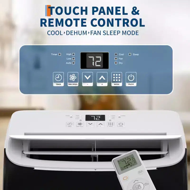 GustoWave Aire Acondicionado Portátil de 12000 BTU, Unidades de CA Inteligentes 3-EN-1 con Control Remoto para Habitaciones de hasta 51 m²