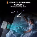 GustoWave Aire Acondicionado Portátil de 12000 BTU, Unidades de CA Inteligentes 3-EN-1 con Control Remoto para Habitaciones de hasta 51 m²