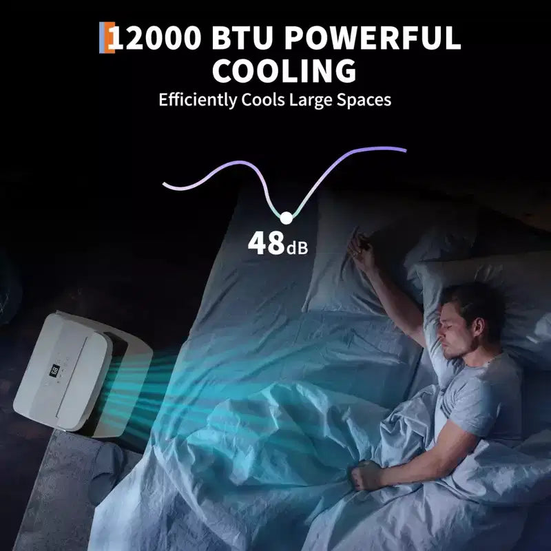 GustoWave Aire Acondicionado Portátil de 12000 BTU, Unidades de CA Inteligentes 3-EN-1 con Control Remoto para Habitaciones de hasta 51 m²