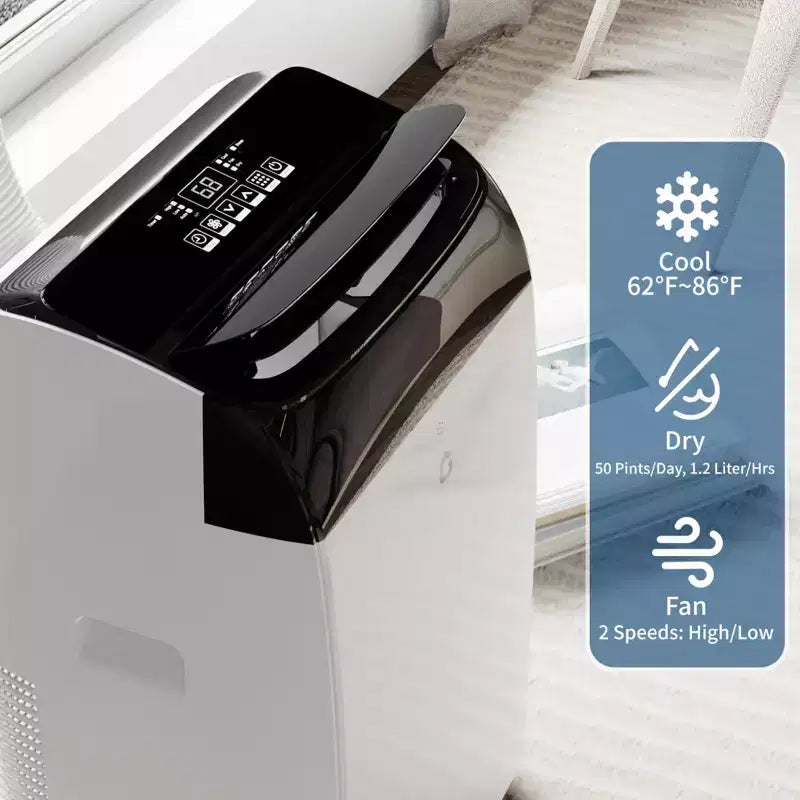 GustoWave Aire Acondicionado Portátil de 12000 BTU, Unidades de CA Inteligentes 3-EN-1 con Control Remoto para Habitaciones de hasta 51 m²