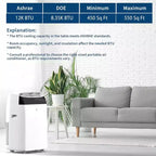 GustoWave Aire Acondicionado Portátil de 12000 BTU, Unidades de CA Inteligentes 3-EN-1 con Control Remoto para Habitaciones de hasta 51 m²
