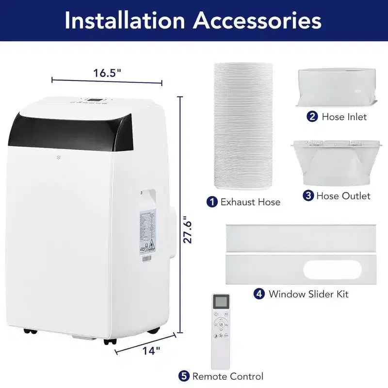 GustoWave Aire Acondicionado Portátil de 12000 BTU, Unidades de CA Inteligentes 3-EN-1 con Control Remoto para Habitaciones de hasta 51 m²