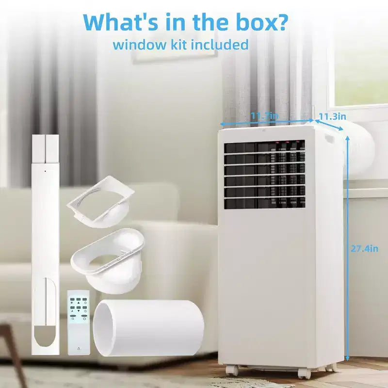 Aire Acondicionado Portátil de 8,000 BTU - 3 en 1 Enfriamiento, Deshumidificador y Ventilador para 32.5 m² con Modo Reposo y 1 Año de Garantía