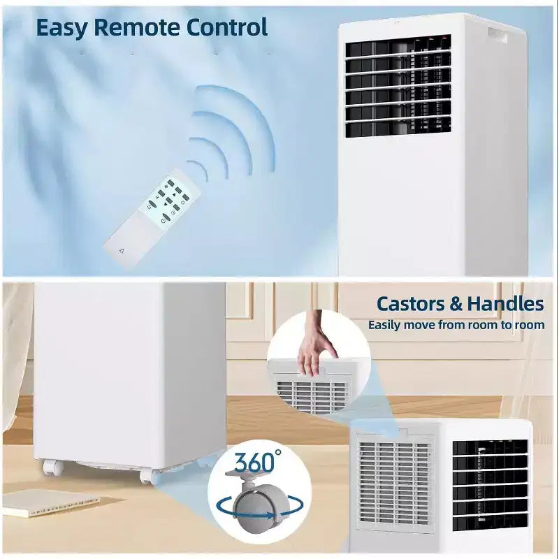 Aire Acondicionado Portátil de 8,000 BTU - 3 en 1 Enfriamiento, Deshumidificador y Ventilador para 32.5 m² con Modo Reposo y 1 Año de Garantía
