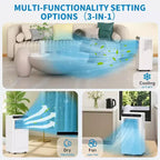 Acondicionador de aire portátil 3 en 1 GustoWave de 8,000 BTU - Enfría hasta 450 pies cuadrados, silencioso <42dB con temporizador de 24H y control remoto, de pie