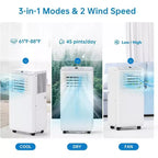 Acondicionador de aire portátil GustoWave de 8000 BTU para dormitorio con enfriamiento rápido