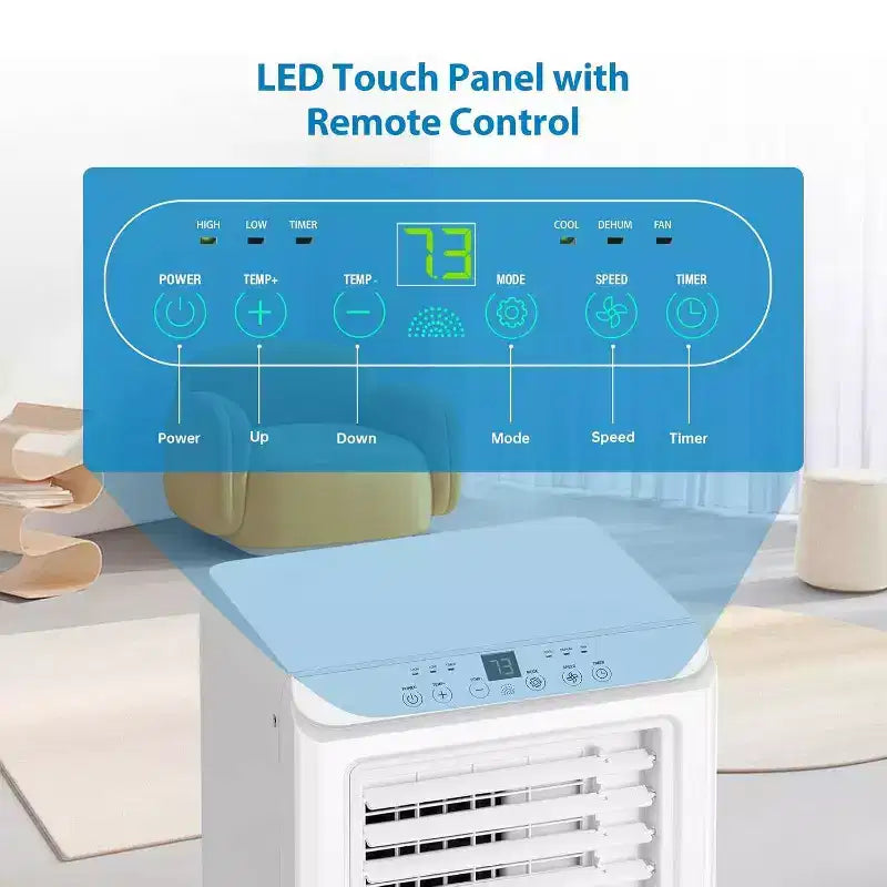 Acondicionador de aire portátil GustoWave de 8000 BTU para dormitorio con enfriamiento rápido