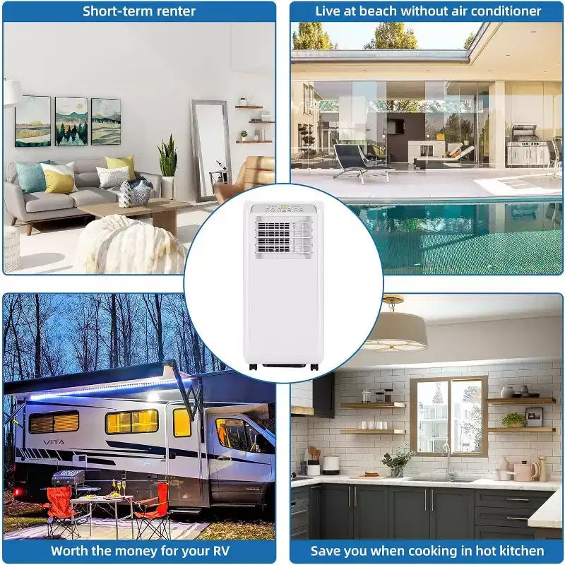 Acondicionador de aire portátil 3 en 1 GustoWave de 8000 BTU para habitaciones de hasta 32.5 m² con enfriamiento rápido, deshumidificador