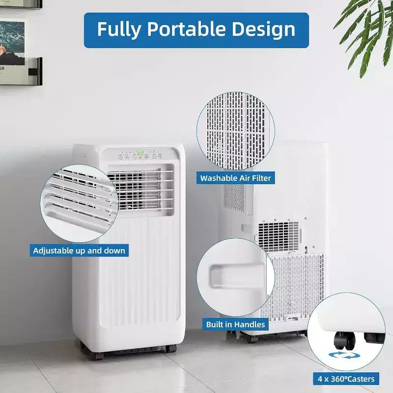 Acondicionador de aire portátil 3 en 1 GustoWave de 8000 BTU para habitaciones de hasta 32.5 m² con enfriamiento rápido, deshumidificador