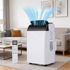 GustoWave 14000 BTU Air Conditioner with Remote Control, Portable AC Unit for Rooms up to 750 Sq.ft, White/Black